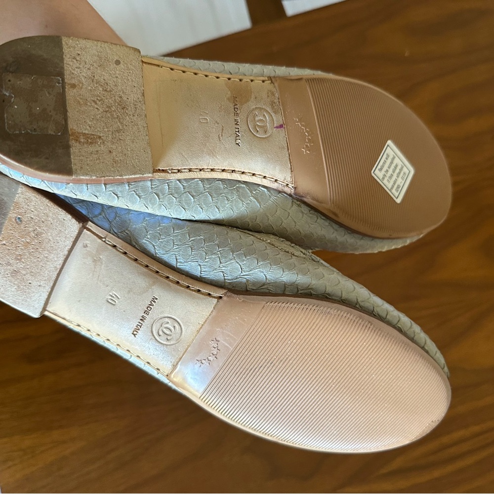 CHANEL Women's Python Silver Loafers - image 3